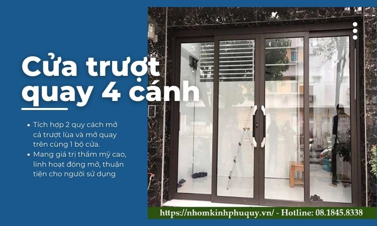 Báo giá cửa trượt quay 4 cánh cao cấp trọn gói!