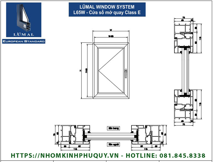 Catalog cửa sổ mở quay - hất nhôm Lumal Alumium 3