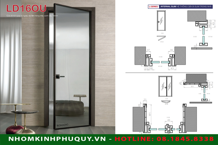 3. Đặc điểm nổi bật của cửa đi nhôm Romadio Slim trong nhà mở quay 1