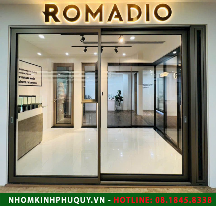 Cửa đi trượt nâng/ trượt thường Romadio nhôm cầu cách nhiệt 1