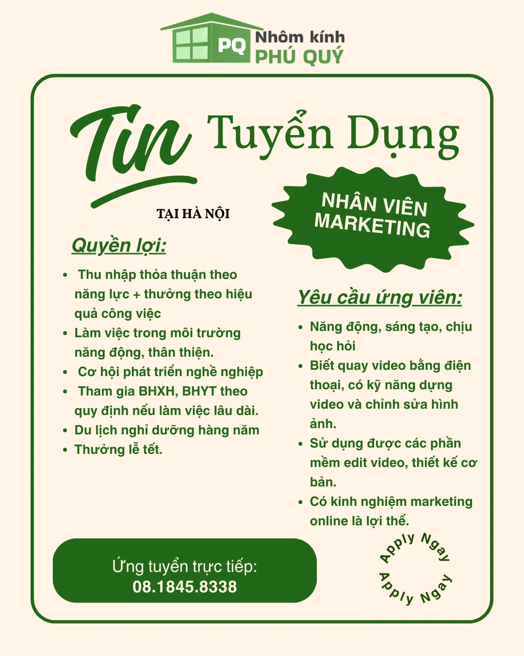 TUYỂN DỤNG NHÂN VIÊN MARKETING 1 TUYỂN DỤNG NHÂN VIÊN MARKETING 1