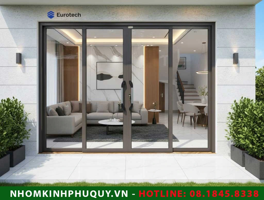 Ứng dụng thực tế của cửa trượt quay Eurotech hệ vip 68 nẹp rời 8.0 1
