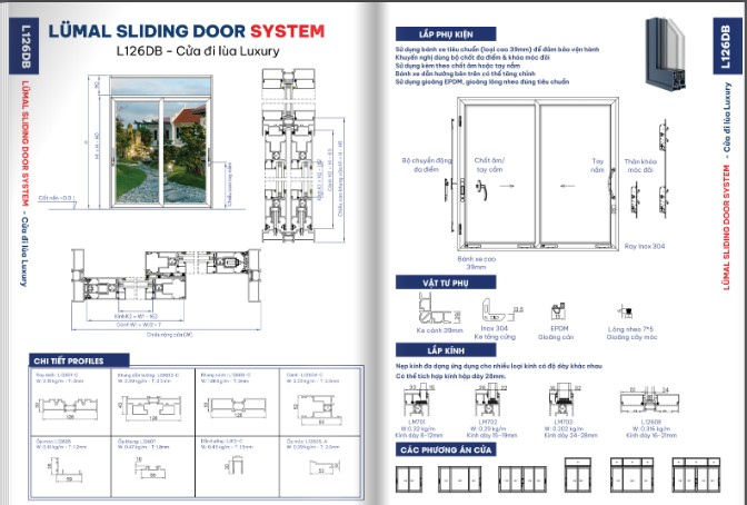 Hệ L126DB – Cửa đi lùa Luxury 1