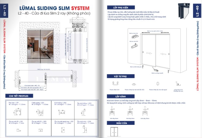 L2.40 – Cửa Đi Lùa Slim Không Khuôn 1
