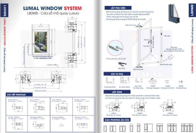 3. L80WB – Cửa Sổ Mở Quay Luxury Cao Cấp 1 3. L80WB – Cửa Sổ Mở Quay Luxury Cao Cấp 1